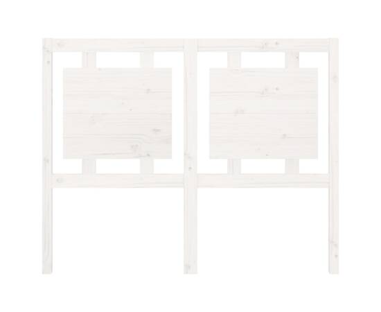Tăblie de pat, alb, 125,5x4x100 cm, lemn masiv de pin, 4 image