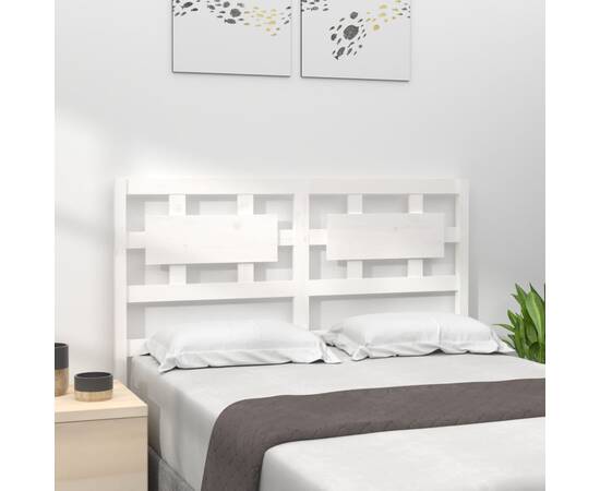 Tăblie de pat, alb, 140,5x4x100 cm, lemn masiv de pin