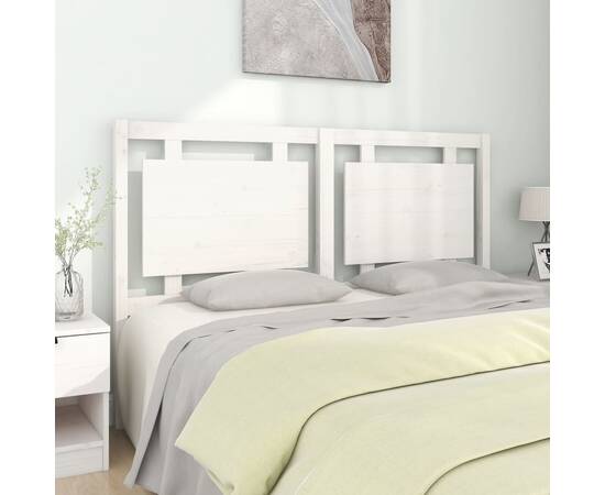 Tăblie de pat, alb, 155,5x4x100 cm, lemn masiv de pin