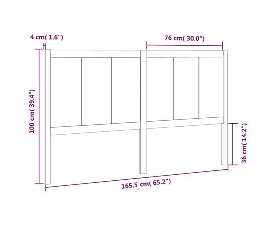 Tăblie de pat, alb, 165,5x4x100 cm, lemn masiv de pin, 6 image