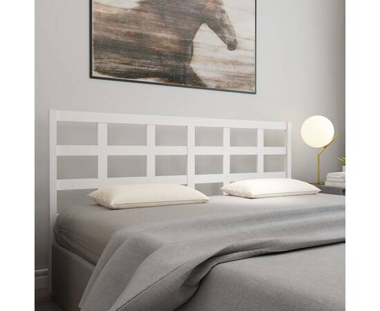 Tăblie de pat, alb, 185,5x4x100 cm, lemn masiv de pin, 5 image