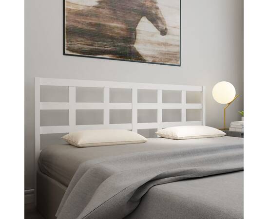 Tăblie de pat, alb, 205,5x4x100 cm, lemn masiv de pin, 5 image