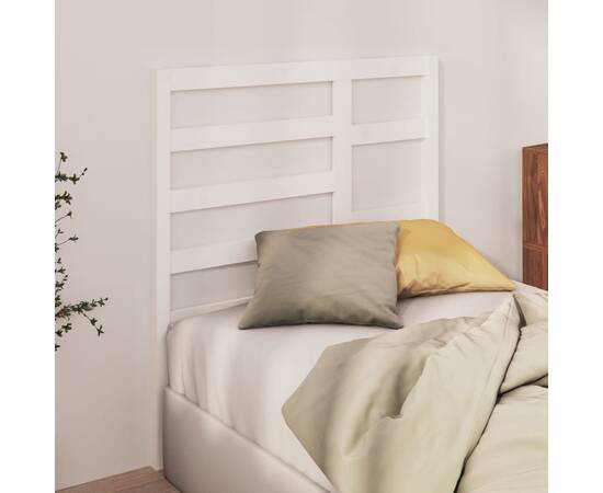 Tăblie de pat, alb, 81x4x104 cm, lemn masiv de pin, 3 image