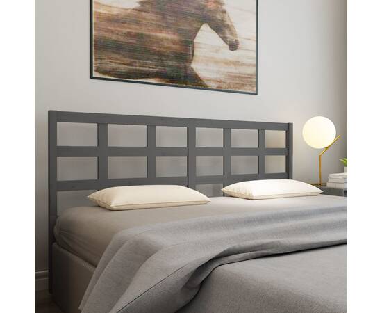 Tăblie de pat, gri, 205,5x4x100 cm, lemn masiv de pin