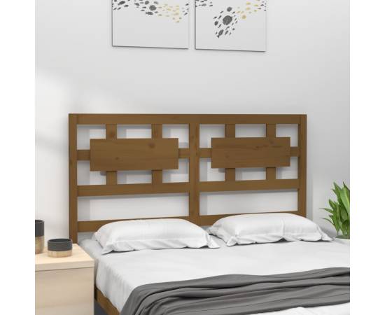 Tăblie de pat, maro miere, 145,5x4x100 cm, lemn masiv de pin, 3 image