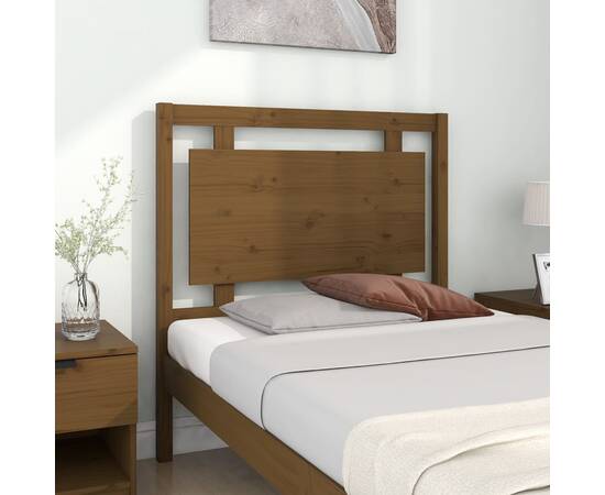 Tăblie de pat, maro miere, 95,5x4x100 cm, lemn masiv de pin, 3 image