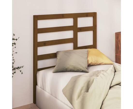 Tăblie de pat, maro miere, 96x4x104 cm, lemn masiv de pin, 3 image