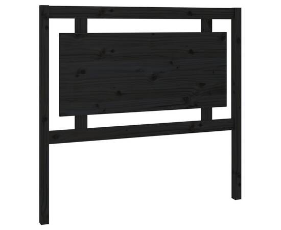 Tăblie de pat, negru, 105,5x4x100 cm, lemn masiv de pin, 2 image