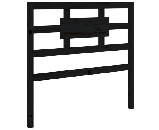 Tăblie de pat, negru, 80,5x4x100 cm, lemn masiv de pin, 2 image
