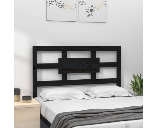 Tăblie de pat, negru, 80,5x4x100 cm, lemn masiv de pin, 3 image