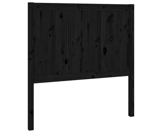 Tăblie de pat, negru, 95,5x4x100 cm, lemn masiv de pin, 2 image