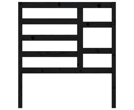 Tăblie de pat, negru, 96x4x104 cm, lemn masiv de pin, 4 image