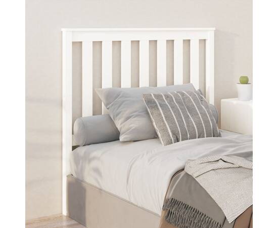 Tăblie de pat, alb, 106x6x101 cm, lemn masiv de pin