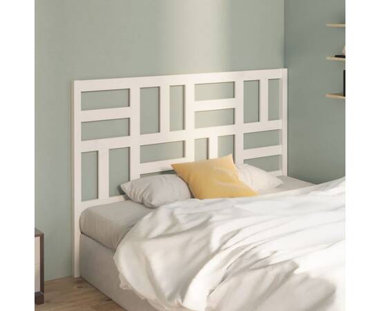 Tăblie de pat, alb, 126x4x104 cm, lemn masiv de pin