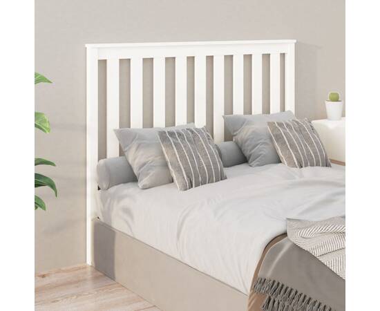 Tăblie de pat, alb, 141x6x101 cm, lemn masiv de pin