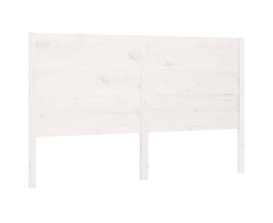 Tăblie de pat, alb, 146x4x100 cm, lemn masiv de pin, 2 image