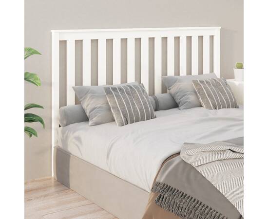 Tăblie de pat, alb, 156x6x101 cm, lemn masiv de pin