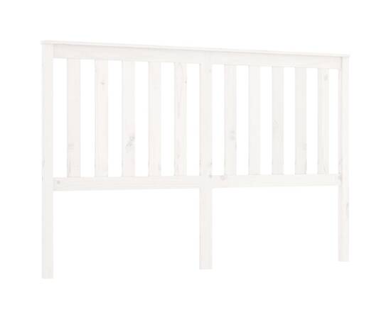 Tăblie de pat, alb, 156x6x101 cm, lemn masiv de pin, 2 image