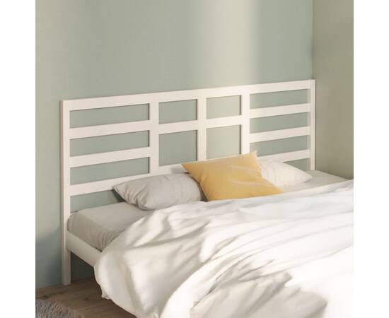 Tăblie de pat, alb, 186x4x104 cm, lemn masiv de pin