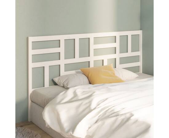 Tăblie de pat, alb, 186x4x104 cm, lemn masiv de pin, 3 image