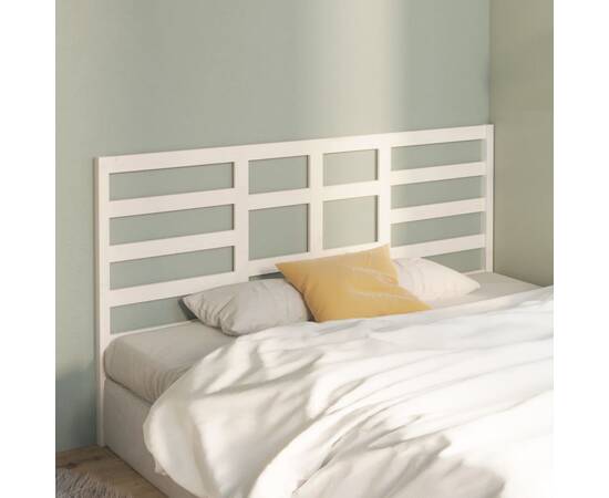 Tăblie de pat, alb, 186x4x104 cm, lemn masiv de pin, 3 image