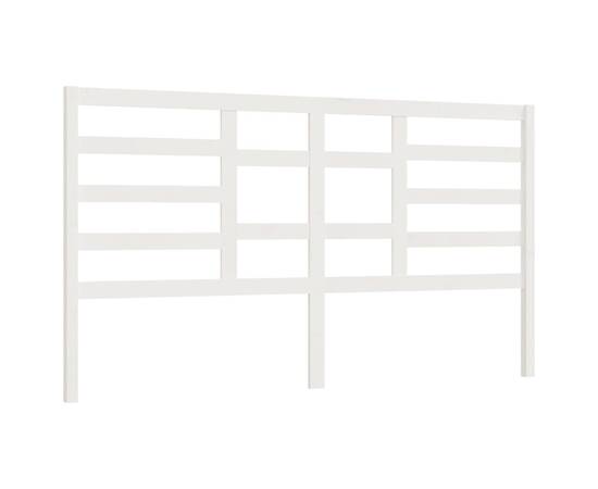 Tăblie de pat, alb, 186x4x104 cm, lemn masiv de pin, 2 image