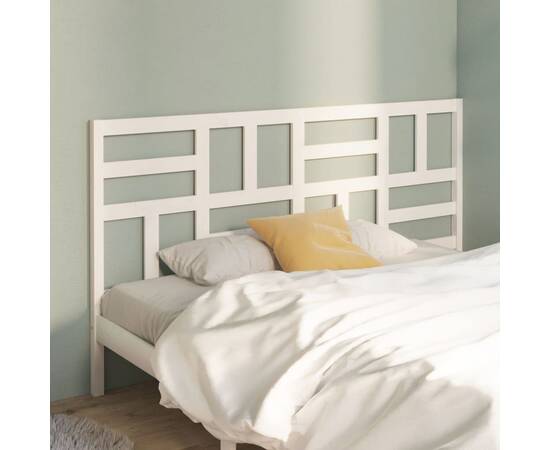Tăblie de pat, alb, 206x4x104 cm, lemn masiv de pin