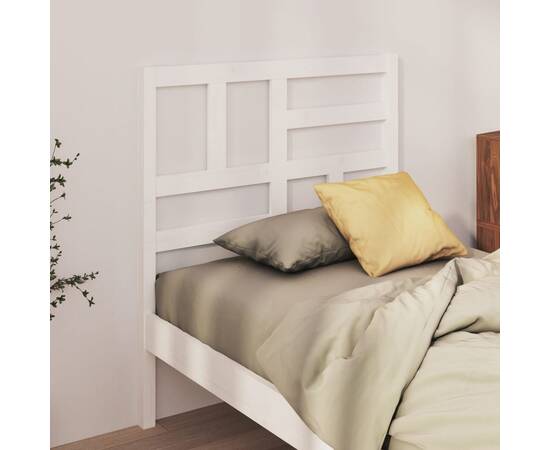 Tăblie de pat, alb, 81x4x104 cm, lemn masiv de pin
