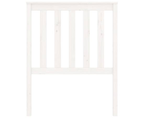 Tăblie de pat, alb, 81x6x101 cm, lemn masiv de pin, 4 image