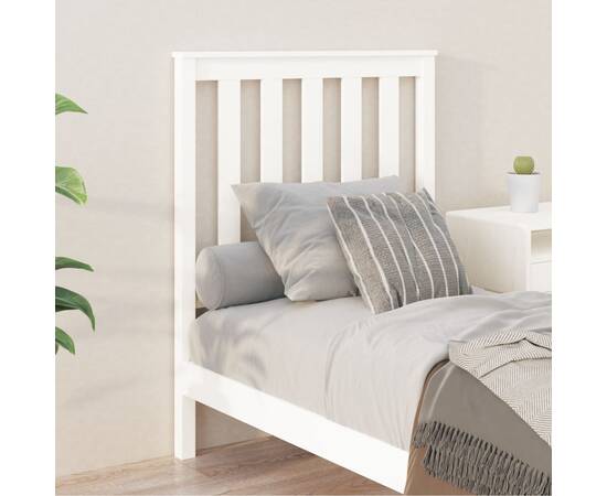 Tăblie de pat, alb, 81x6x101 cm, lemn masiv de pin, 3 image