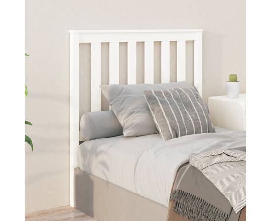 Tăblie de pat, alb, 96x6x101 cm, lemn masiv de pin