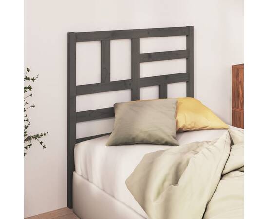 Tăblie de pat, gri, 106x4x104 cm, lemn masiv de pin