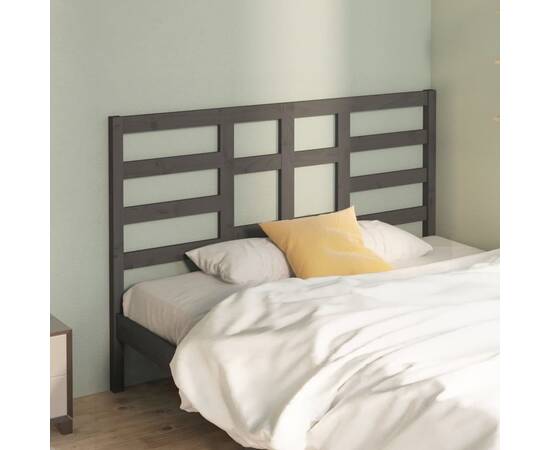 Tăblie de pat, gri, 141x4x104 cm, lemn masiv de pin