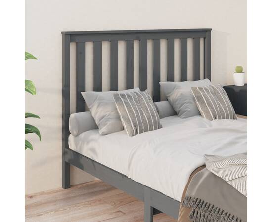 Tăblie de pat, gri, 146x6x101 cm, lemn masiv de pin, 4 image