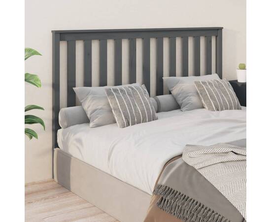 Tăblie de pat, gri, 166x6x101 cm, lemn masiv de pin