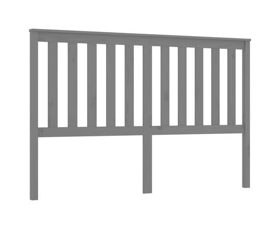 Tăblie de pat, gri, 166x6x101 cm, lemn masiv de pin, 2 image