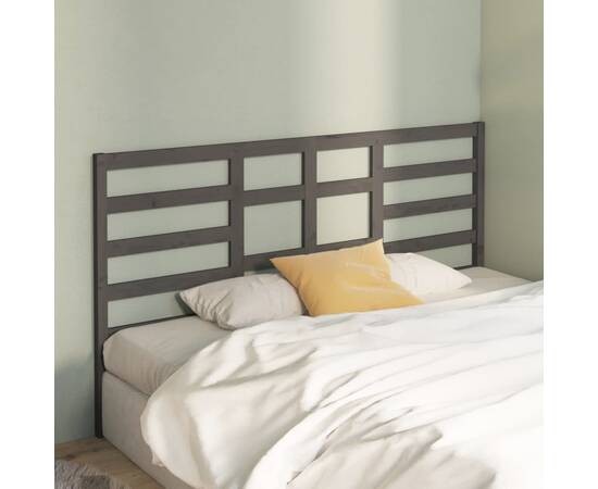 Tăblie de pat, gri, 186x4x104 cm, lemn masiv de pin, 3 image