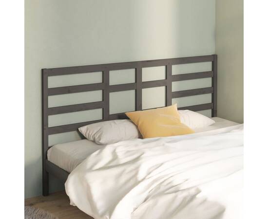 Tăblie de pat, gri, 206x4x104 cm, lemn masiv de pin