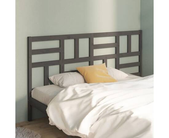 Tăblie de pat, gri, 206x4x104 cm, lemn masiv de pin