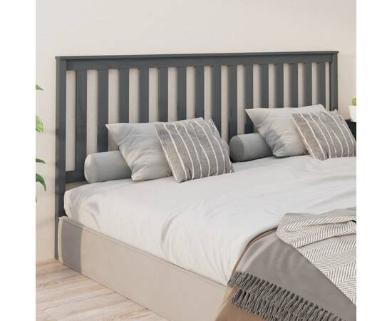 Tăblie de pat, gri, 206x6x101 cm, lemn masiv de pin