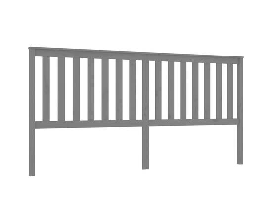 Tăblie de pat, gri, 206x6x101 cm, lemn masiv de pin, 2 image