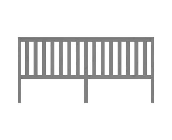 Tăblie de pat, gri, 206x6x101 cm, lemn masiv de pin, 3 image