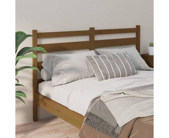 Tăblie de pat, maro miere, 186x4x100 cm, lemn masiv de pin, 3 image