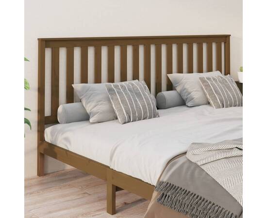 Tăblie de pat, maro miere, 206x6x101 cm, lemn masiv de pin, 4 image