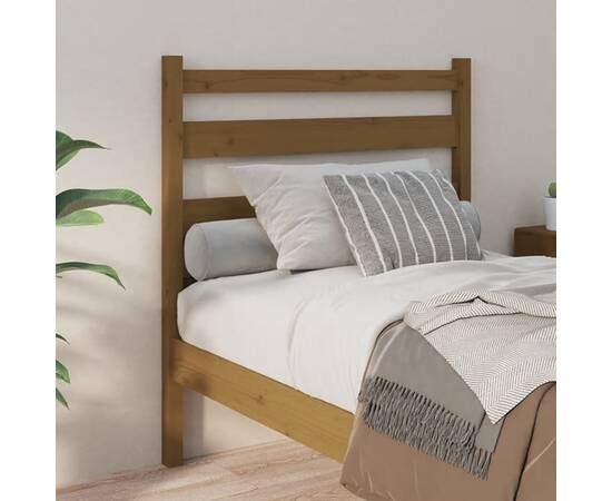 Tăblie de pat, maro miere, 81x4x100 cm, lemn masiv de pin, 3 image