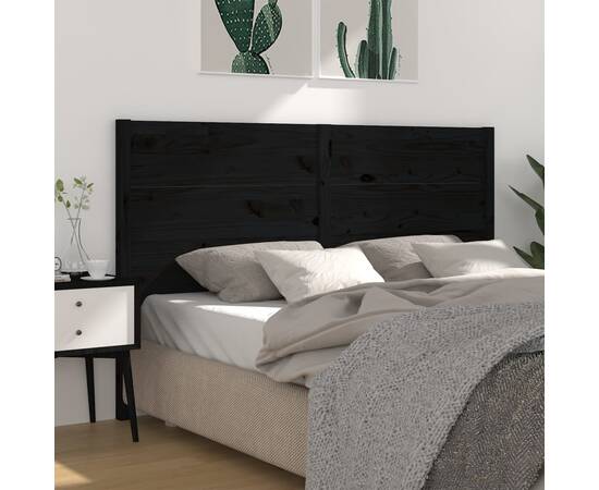 Tăblie de pat, negru, 126x4x100 cm, lemn masiv de pin