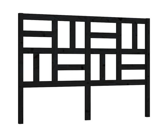 Tăblie de pat, negru, 126x4x104 cm, lemn masiv de pin, 2 image