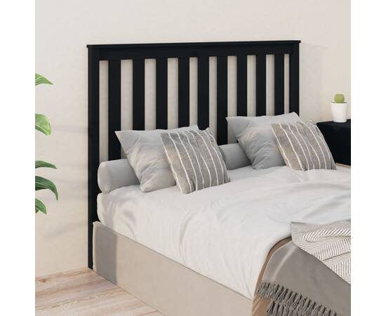 Tăblie de pat, negru, 126x6x101 cm, lemn masiv de pin