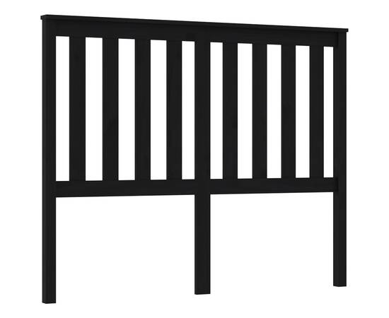 Tăblie de pat, negru, 126x6x101 cm, lemn masiv de pin, 2 image