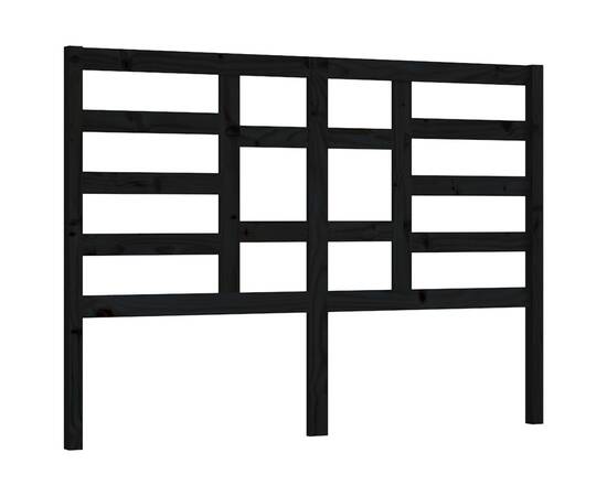 Tăblie de pat, negru, 156x4x104 cm, lemn masiv de pin, 2 image